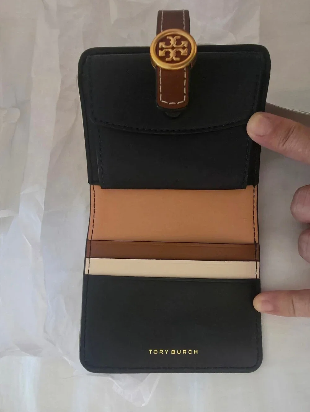 Tory Burch Robinson Pebbled Women Bi-fold Mini Wallet